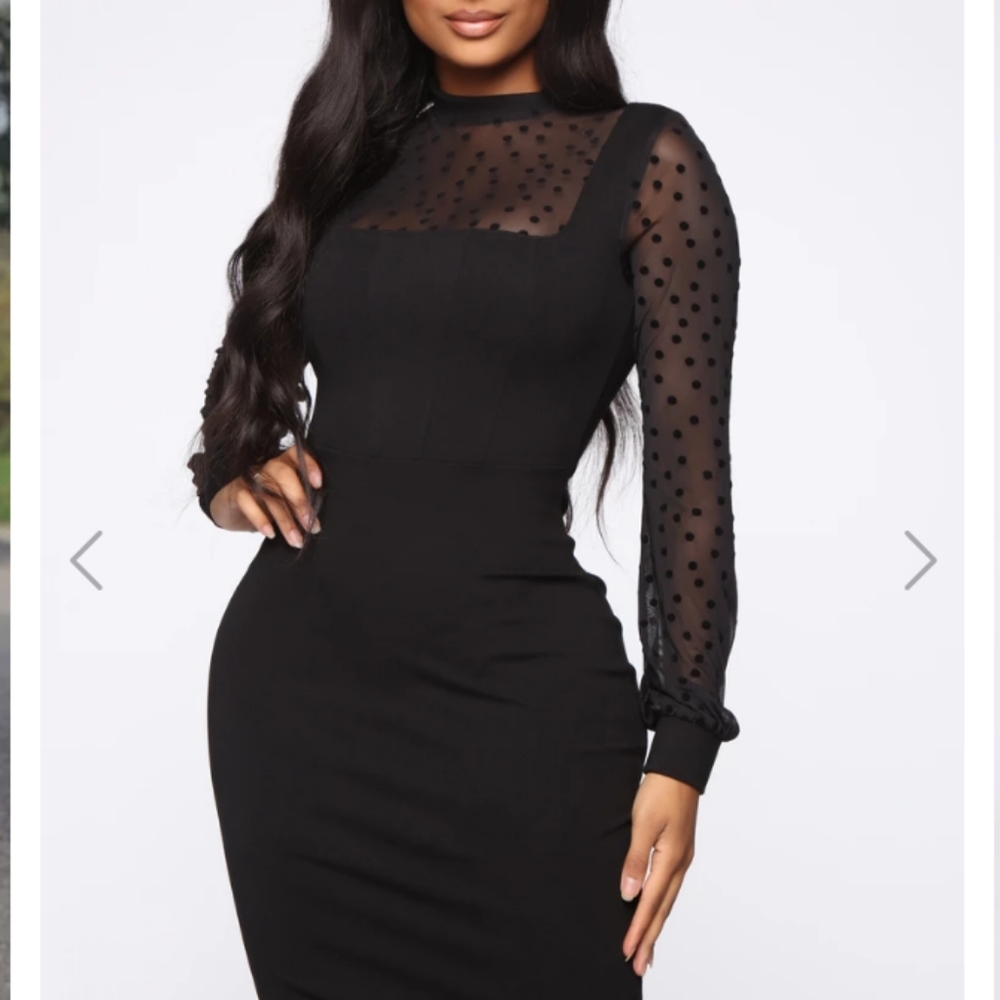 Black bodycon midi dress (size S)